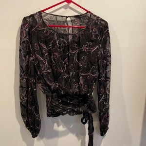 White House Black Market, size 12, tank under sheer top, black w/ purple